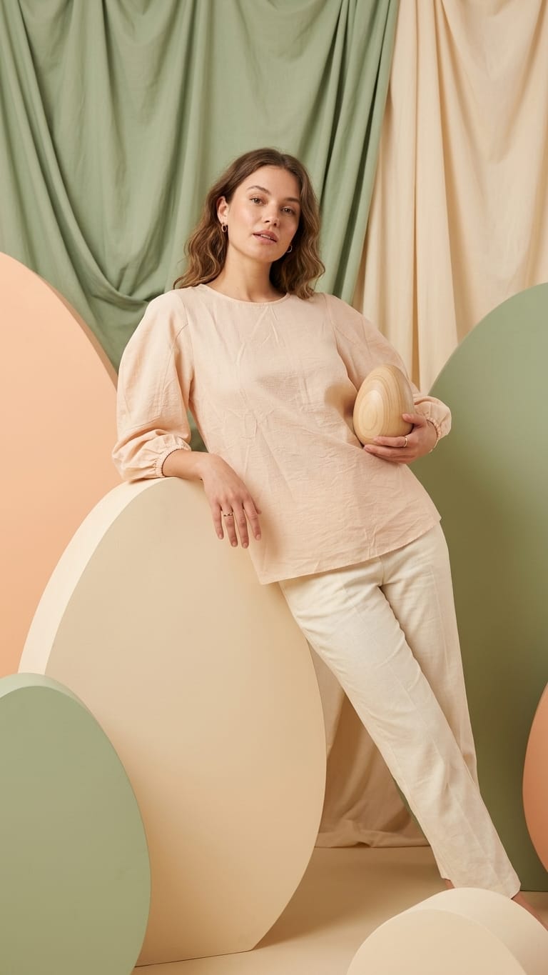 Blush Textured Puff Sleeve Top | Soft Minimal Luxe