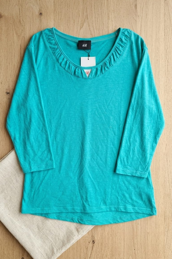 Teal Ruffle Neck Top | Soft Everyday Elegance
