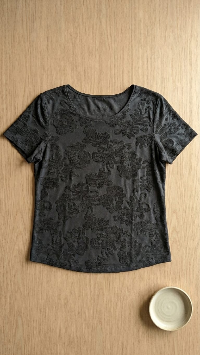 Black Textured Tee | Minimal Everyday Essential
