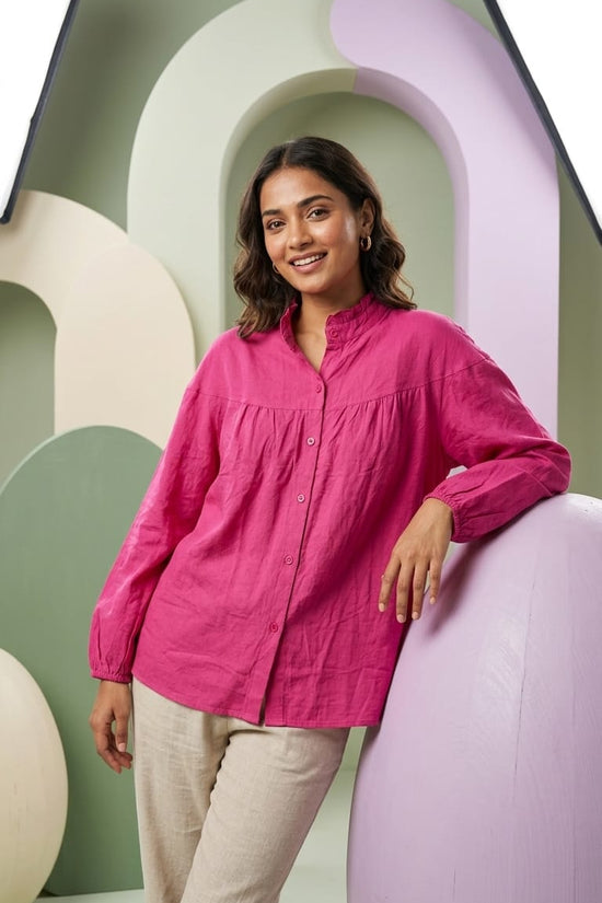 Fuchsia Cotton Relaxed Shirt | Bold Everyday Chic