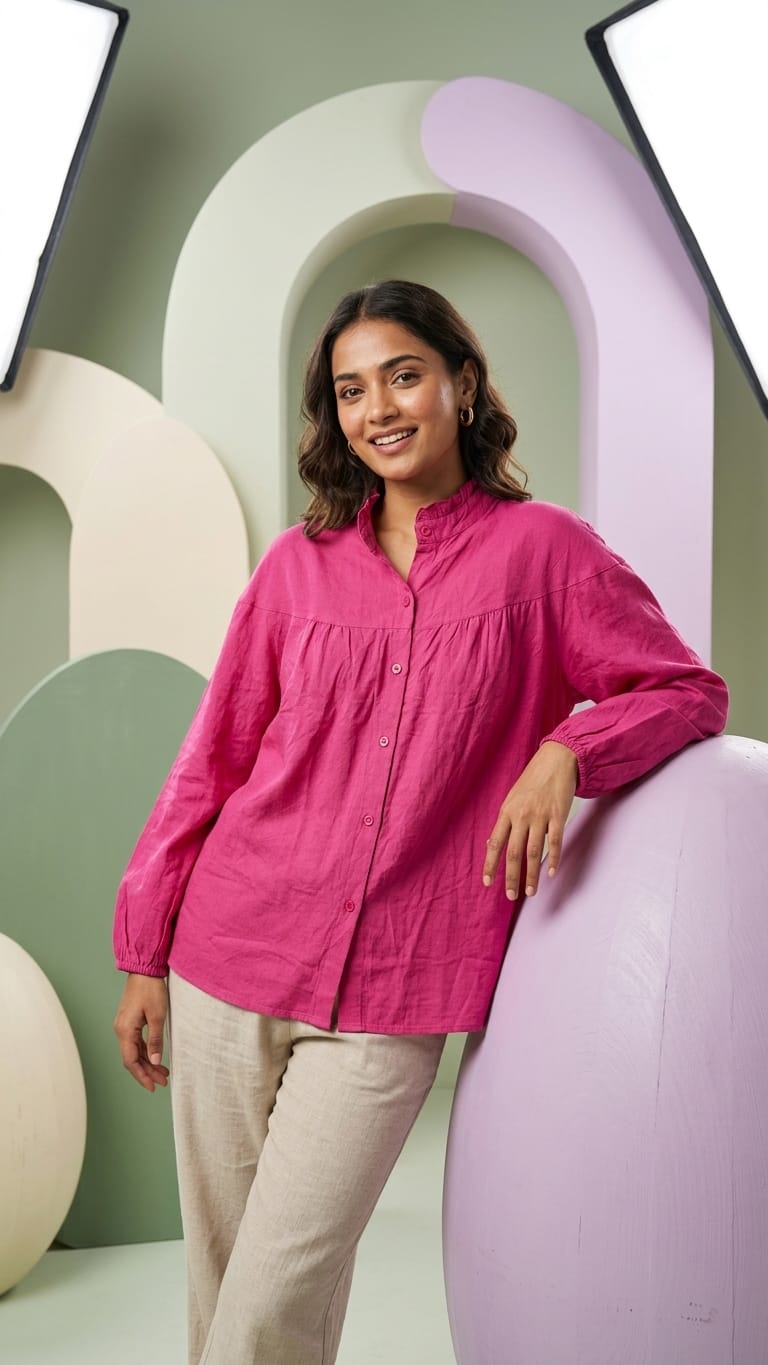 Fuchsia Cotton Relaxed Shirt | Bold Everyday Chic