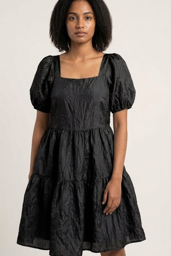 Black Puff Sleeve Mini Dress for Women | Elegant Party Wear Dress