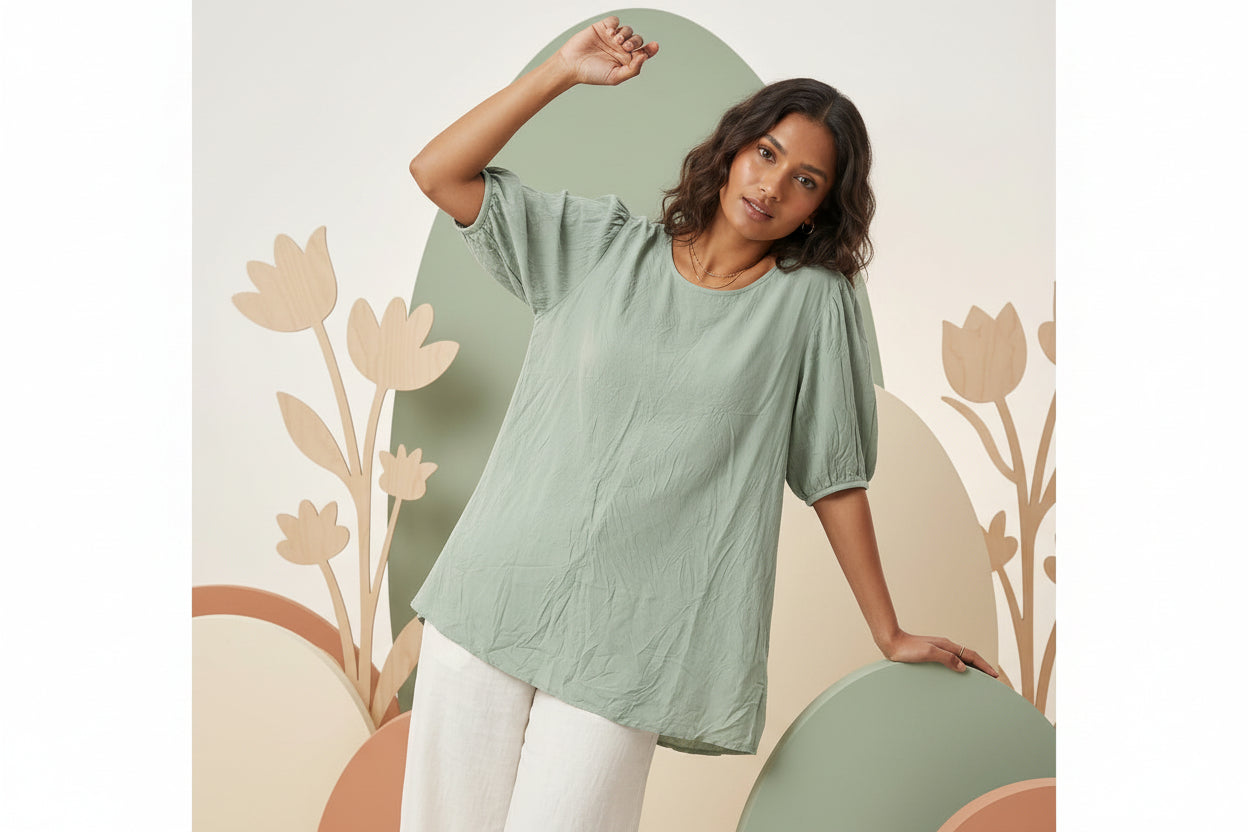 Mint Green Relaxed Fit Top | Soft Everyday Comfort