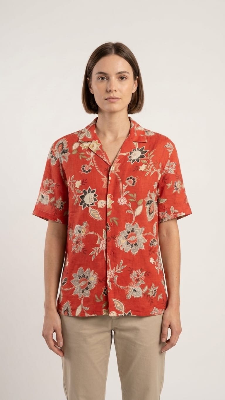 Rust Red Floral Printed Shirt for Women | Casual Summer Wear
