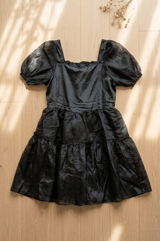 Black Puff Sleeve Mini Dress for Women | Elegant Party Wear Dress