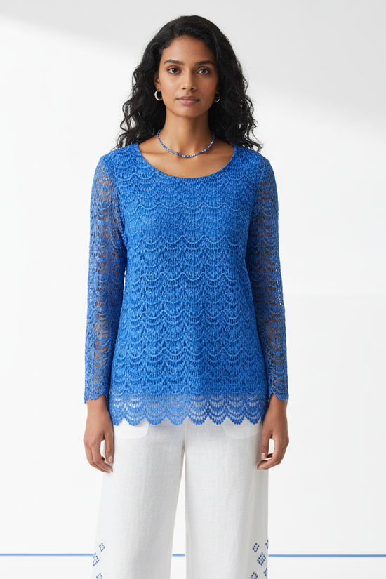 Elegant Blue Lace Kurti Top – Premium Daily Wear