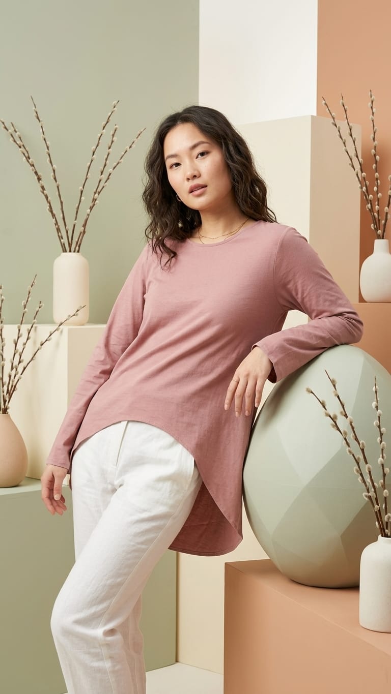 Blush High-Low Top | Soft Minimal Everyday Wear