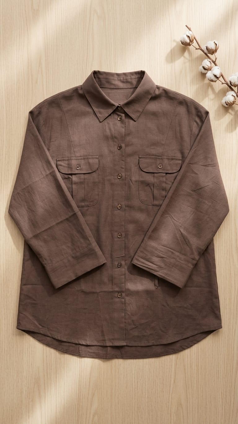 Classic Brown Oversized Shirt for Women | Premium Everyday Wear