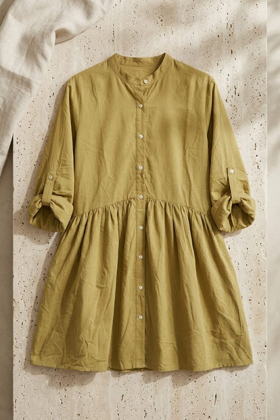 Mustard Cotton Babydoll Dress | Everyday Comfort Chic