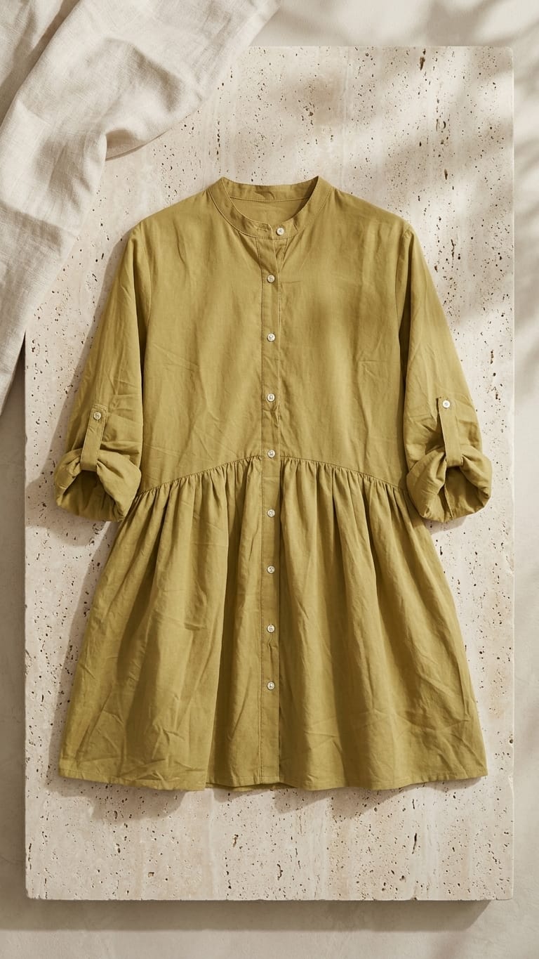Mustard Cotton Babydoll Dress | Everyday Comfort Chic