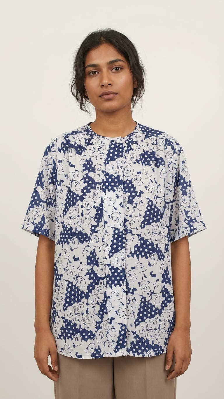 Navy Floral Printed Top | Elegant Everyday Wear