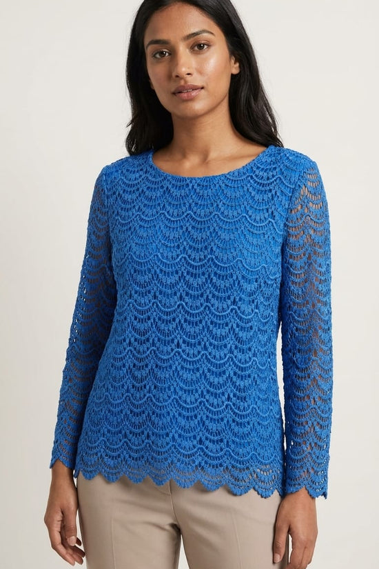 Elegant Blue Lace Kurti Top – Premium Daily Wear
