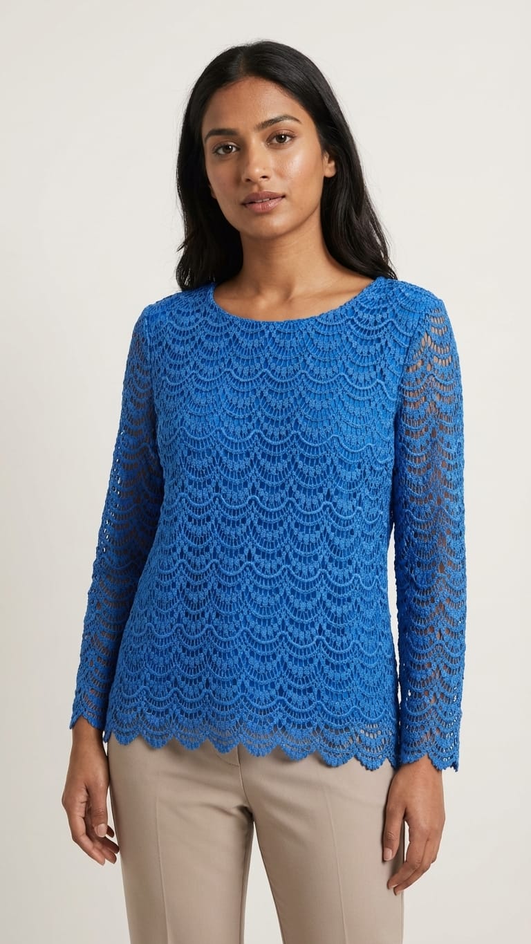 Elegant Blue Lace Kurti Top – Premium Daily Wear