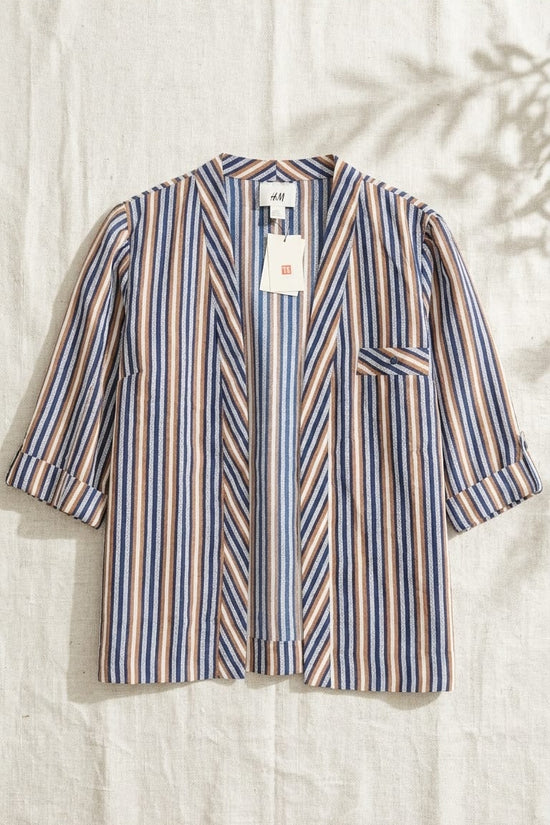 Multistripe Open Front Layer Jacket | Smart Casual Overlay