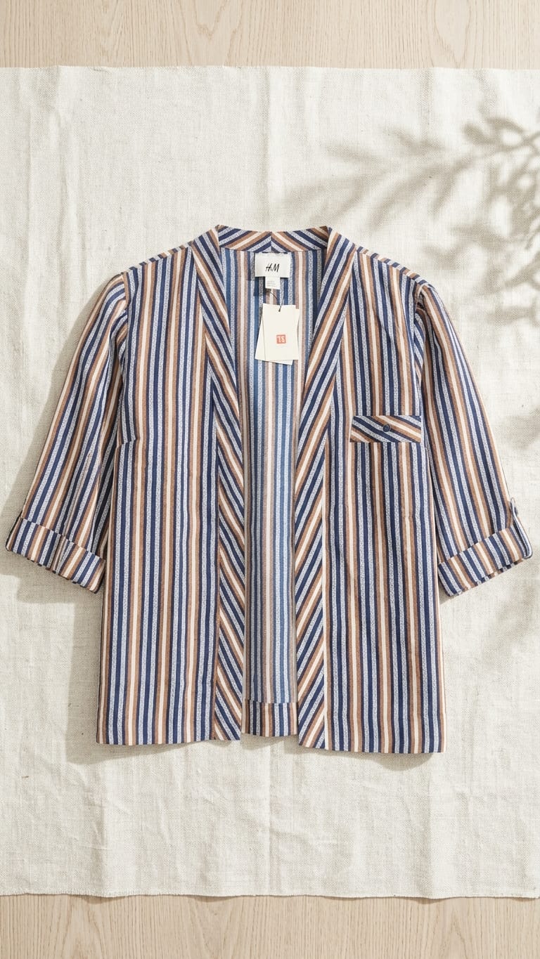 Multistripe Open Front Layer Jacket | Smart Casual Overlay