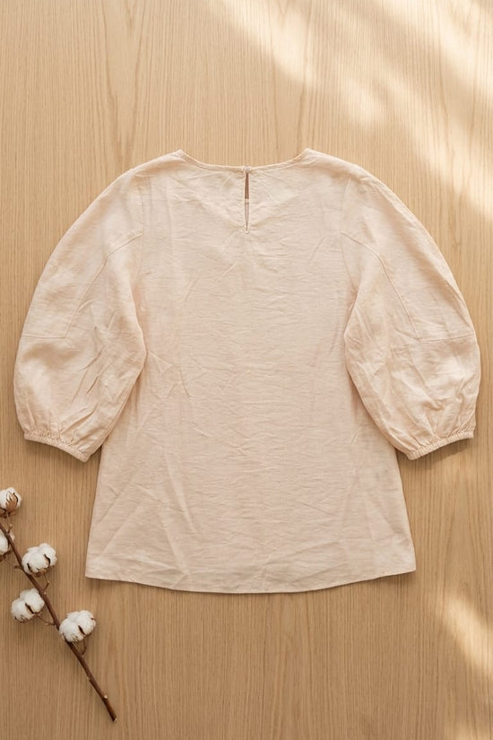 Blush Textured Puff Sleeve Top | Soft Minimal Luxe