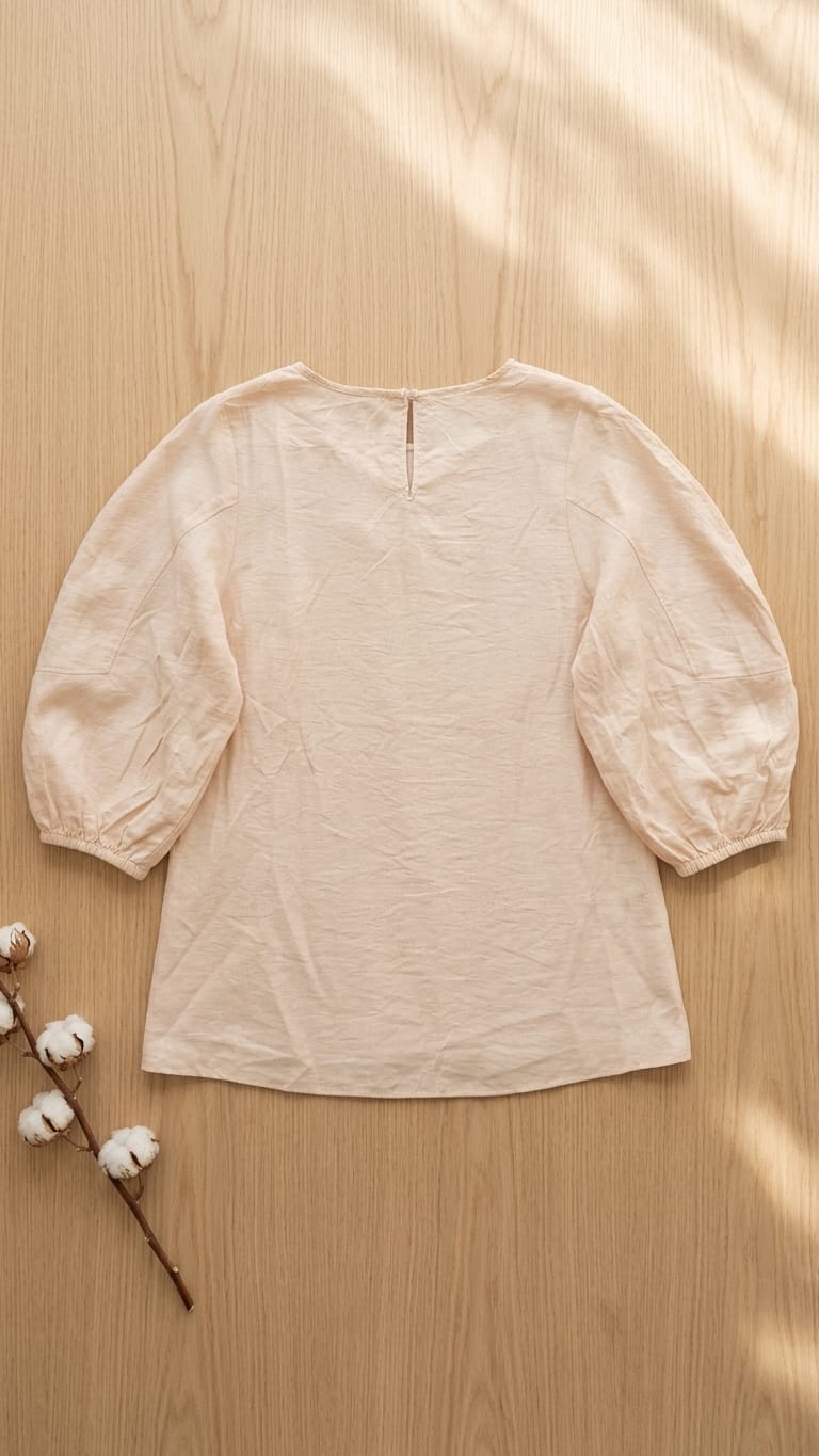 Blush Textured Puff Sleeve Top | Soft Minimal Luxe