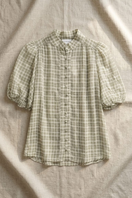 Sage Green Checkered Blouse for Women | Elegant Everyday & Office Wear