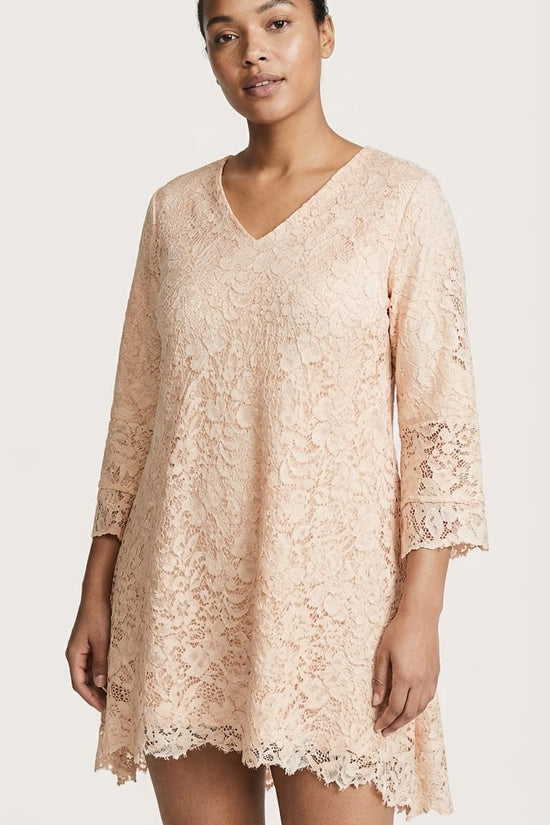 Blush Lace Mini Dress for Women | Elegant Soft Luxury Dress