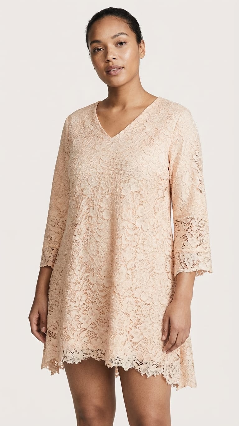 Blush Lace Mini Dress for Women | Elegant Soft Luxury Dress