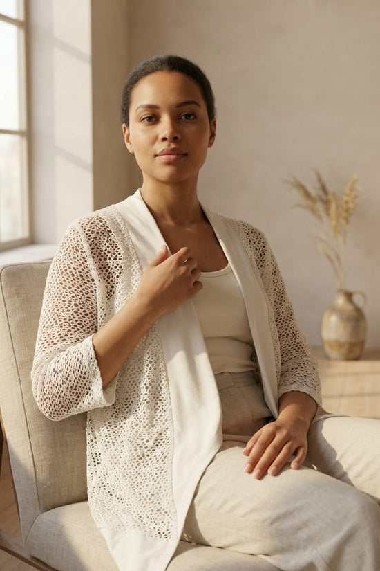 White Lace Layering Kimono | Elegant Minimal Cover-Up