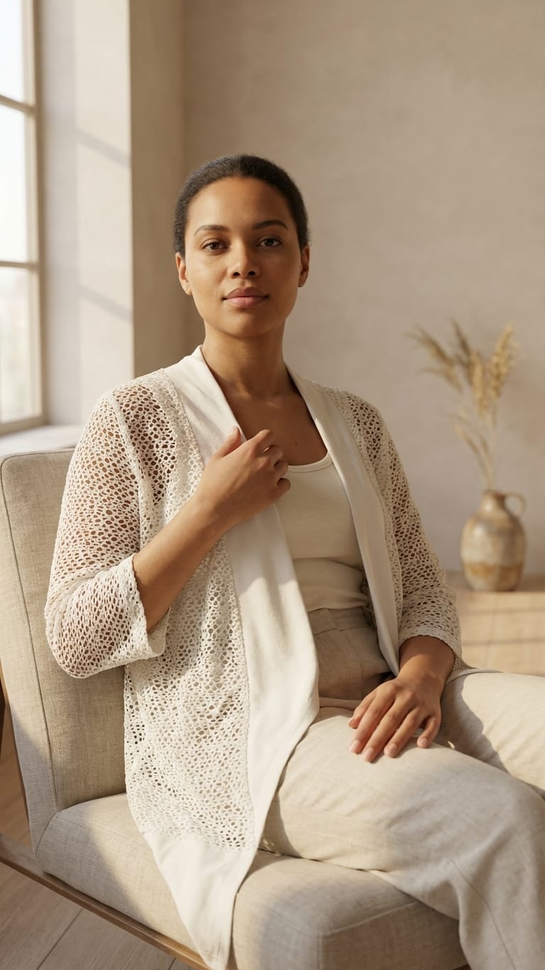 White Lace Layering Kimono | Elegant Minimal Cover-Up