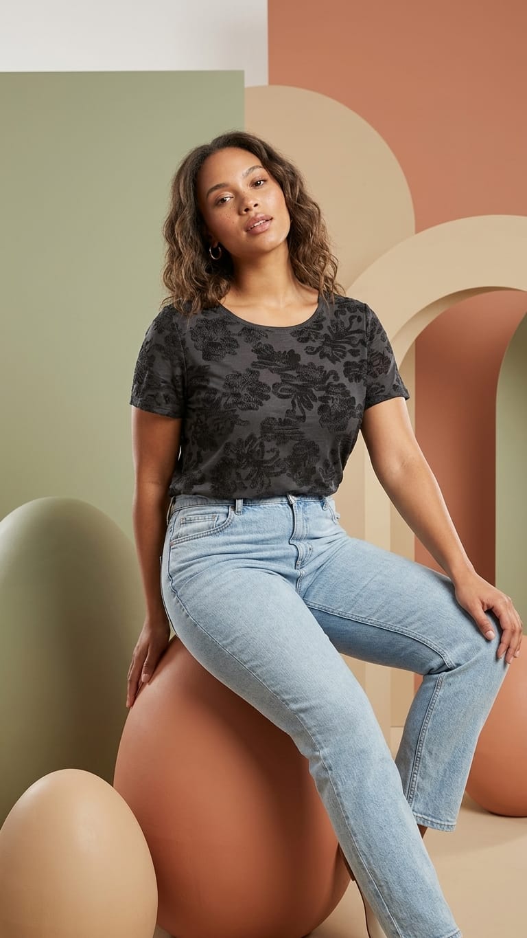 Black Textured Tee | Minimal Everyday Essential