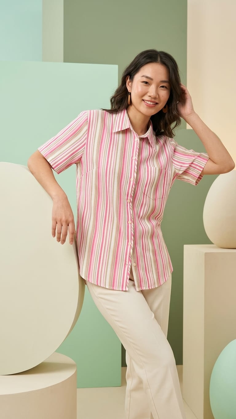 Pink Stripe Shirt | Casual Smart Everyday Wear