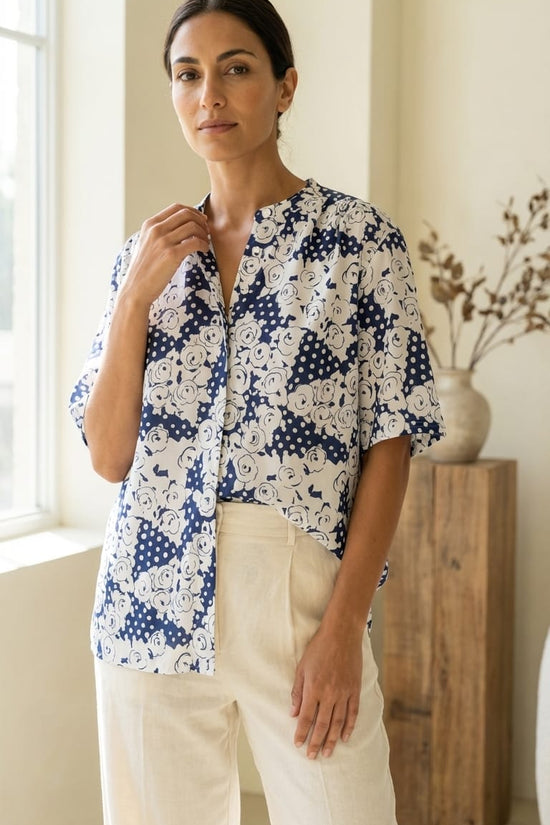 Navy Floral Printed Top | Elegant Everyday Wear