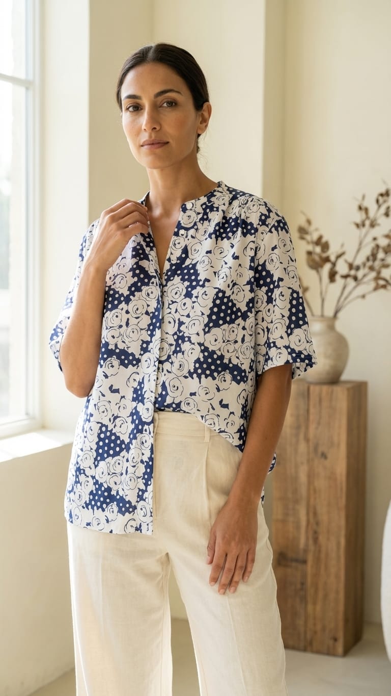 Navy Floral Printed Top | Elegant Everyday Wear