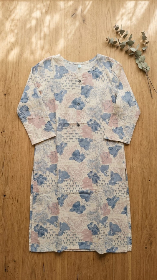 Pastel Floral Print Straight Kurti