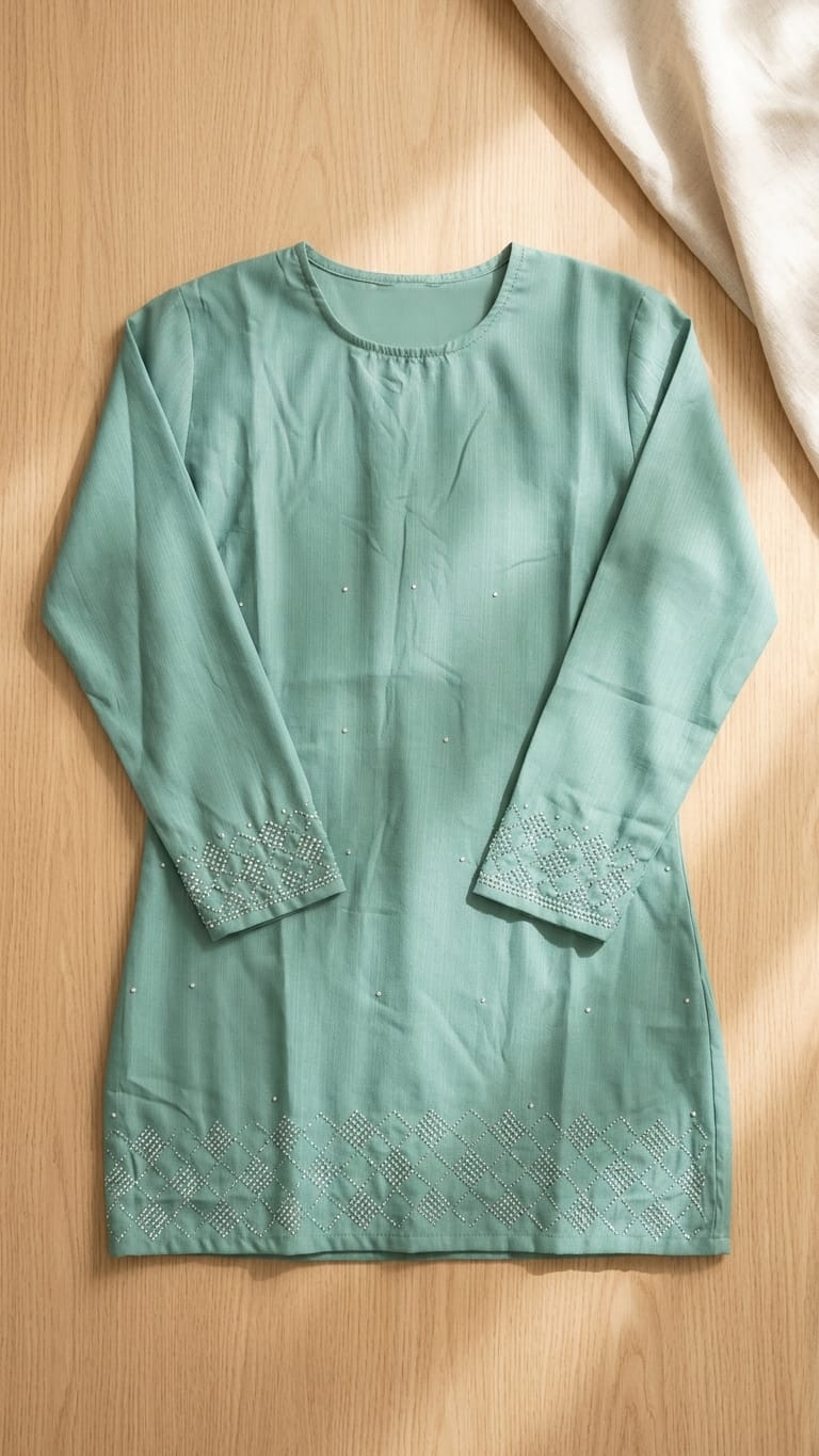 Teal Embroidered Straight Kurti | Elegant Everyday Wear