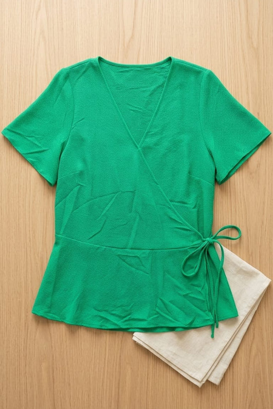Emerald Wrap Top | Flattering Waist Tie Fit