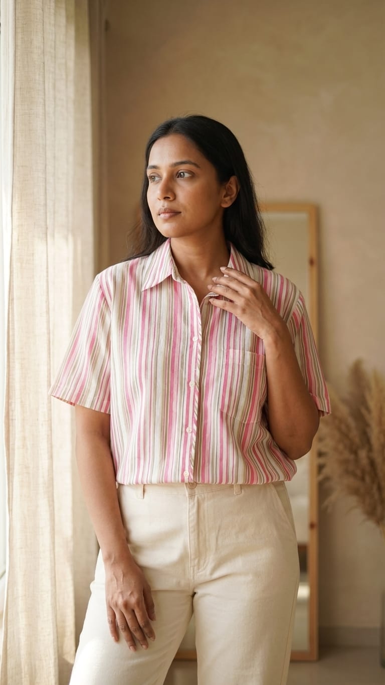 Pink Stripe Shirt | Casual Smart Everyday Wear