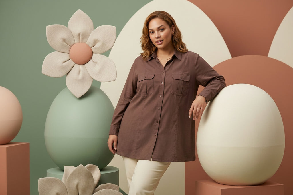 Classic Brown Oversized Shirt for Women | Premium Everyday Wear