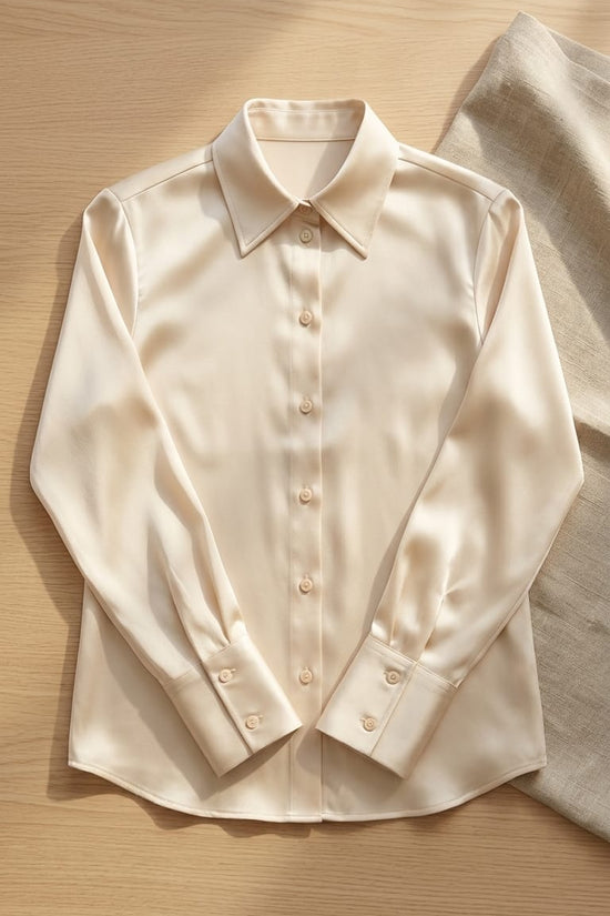 Premium Cream Satin Shirt for Women | Elegant Formal Wear