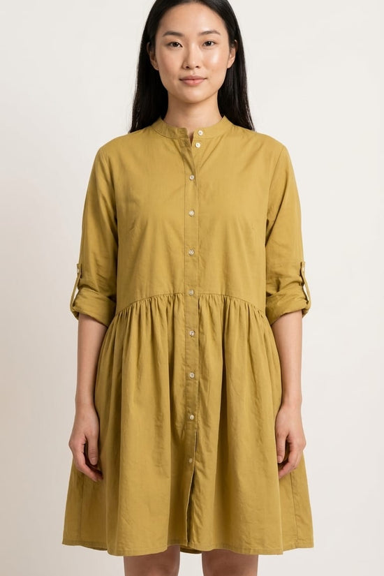 Mustard Cotton Babydoll Dress | Everyday Comfort Chic