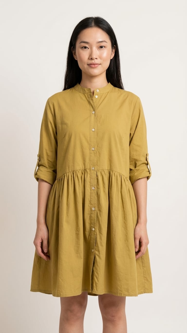 Mustard Cotton Babydoll Dress | Everyday Comfort Chic