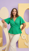 Emerald Wrap Top | Flattering Waist Tie Fit