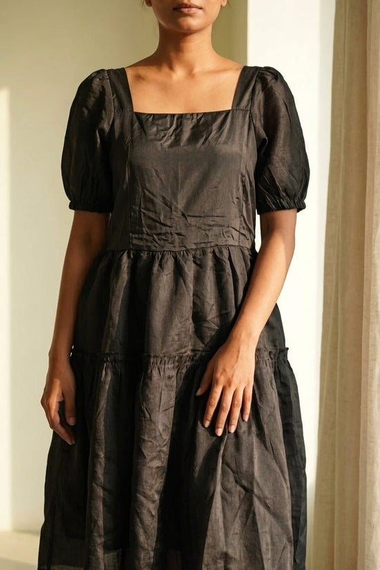 Black Puff Sleeve Mini Dress for Women | Elegant Party Wear Dress