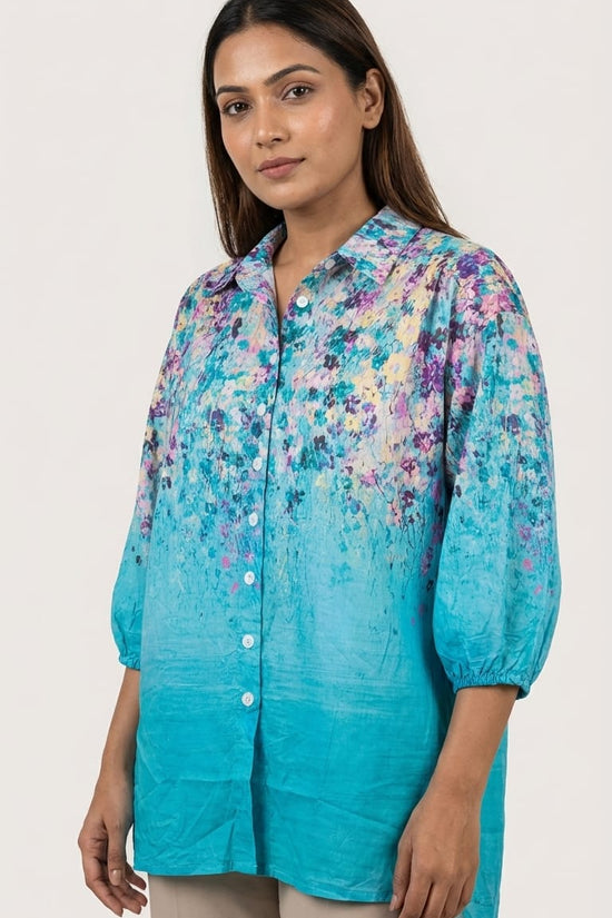 Aqua Floral Shirt | Soft Pastel Everyday Wear