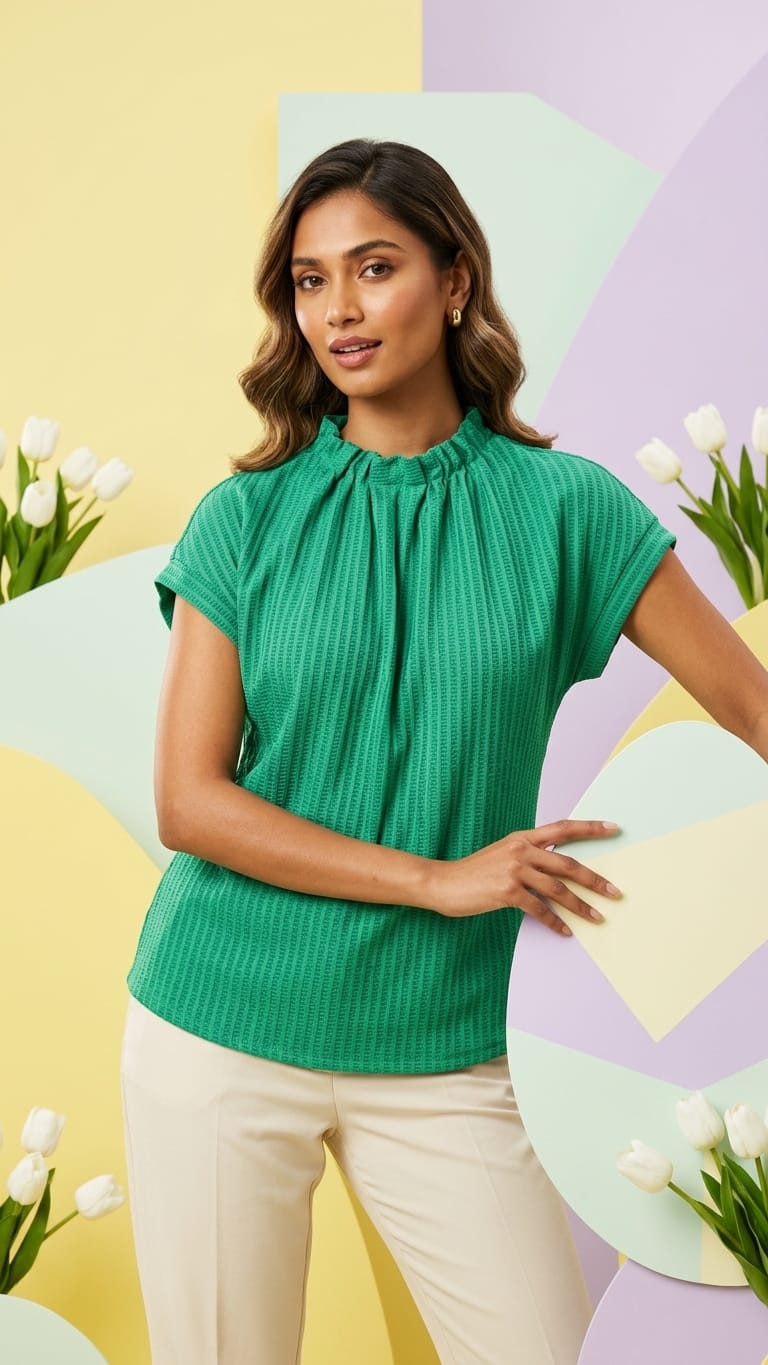 Emerald Textured Top | Chic Minimal Everyday Wear