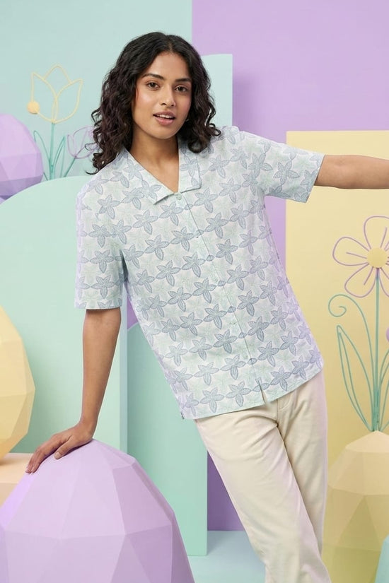Pastel Floral Printed Shirt for Women | Soft Minimal Summer Top