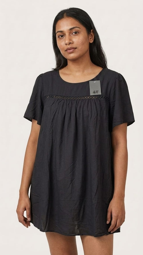 Black Flowy Babydoll Top for Women | Relaxed Elegant Casual Wear