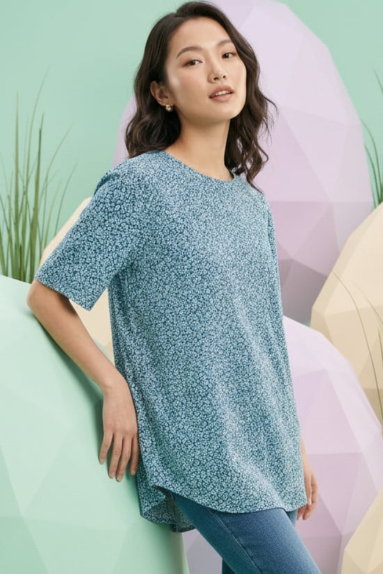 Mini Floral Blue Top | Easy Everyday Wear