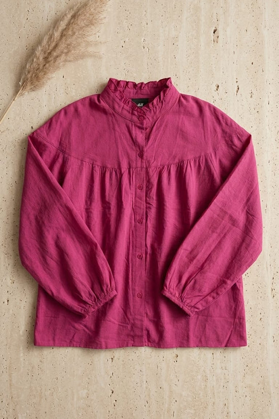 Fuchsia Cotton Relaxed Shirt | Bold Everyday Chic