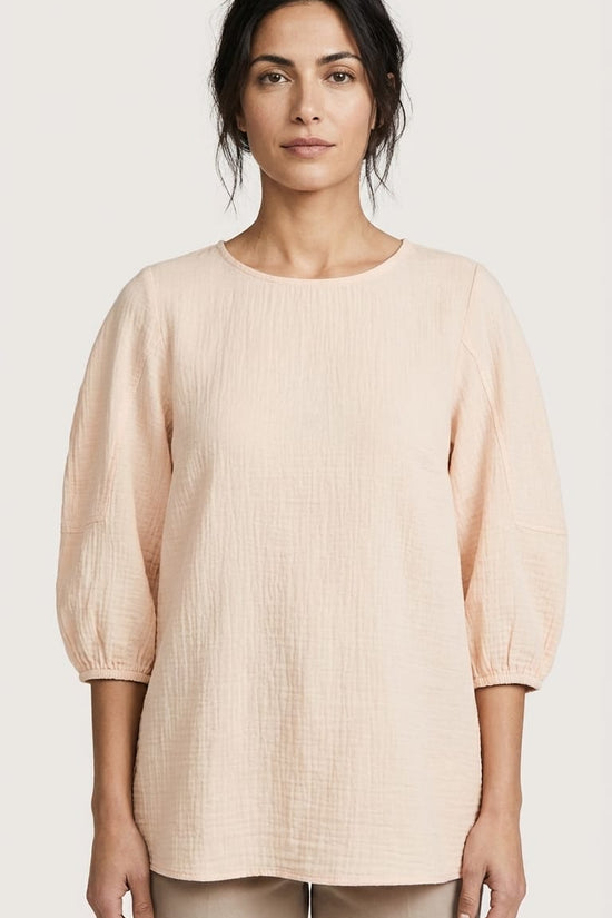 Blush Textured Puff Sleeve Top | Soft Minimal Luxe