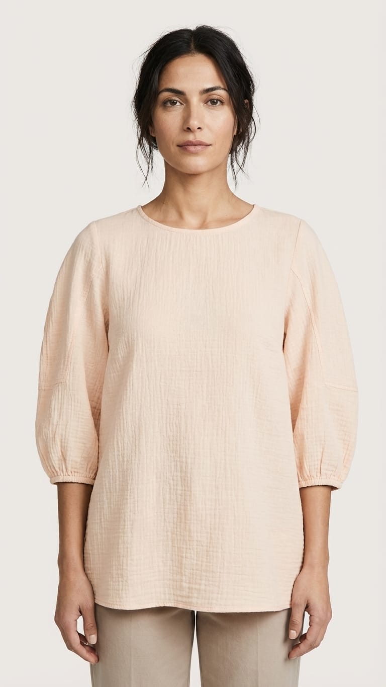 Blush Textured Puff Sleeve Top | Soft Minimal Luxe