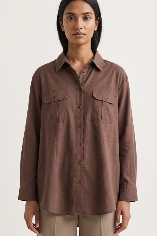 Classic Brown Oversized Shirt for Women | Premium Everyday Wear