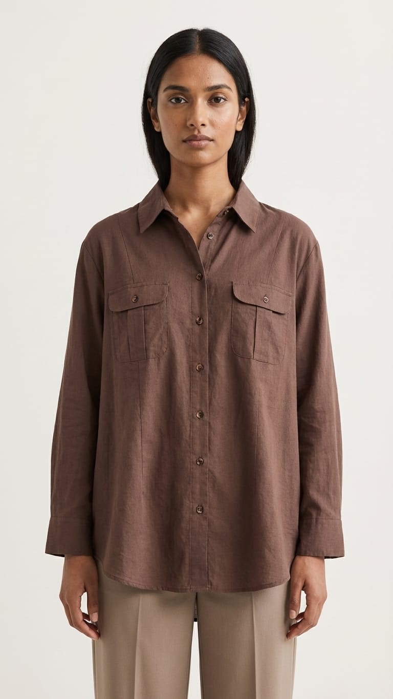 Classic Brown Oversized Shirt for Women | Premium Everyday Wear